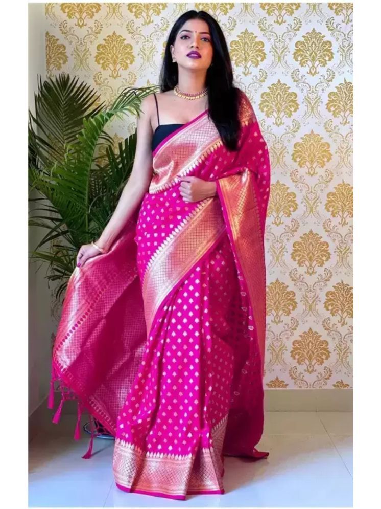     			NENCY FASHIONS Pack of 1 Kanjivaram Silk Woven Saree With Blouse Piece ( Pink )