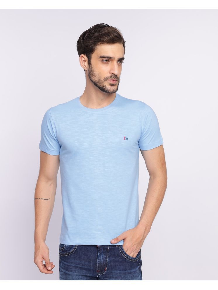     			BERRYBLUES 100% Cotton Regular Fit Solid Half Sleeves Men's Round T-Shirt - Sky Blue ( Pack of 1 )