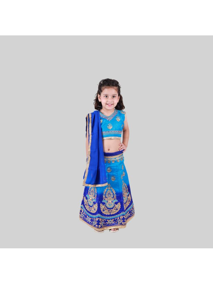     			Kidzee Kingdom Cotton Lehenga Choli Set For Girls ( Pack of 1 , Blue )