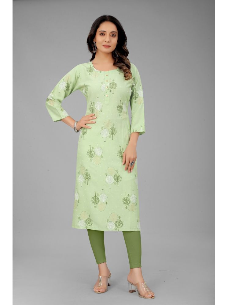     			Nikunj Trading Pack of 1 Rayon Printed Straight Women's Kurti - ( Green )