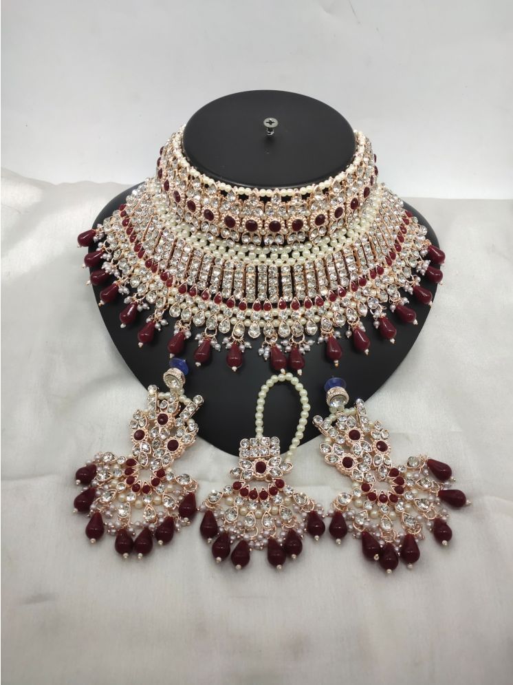     			Padmavati Bangles Maroon Alloy Necklace Set ( Pack of 1 )