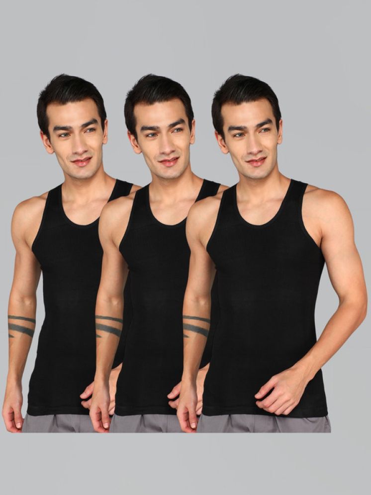     			Renox Pack of 3 Cotton Tank For Men ( Black )