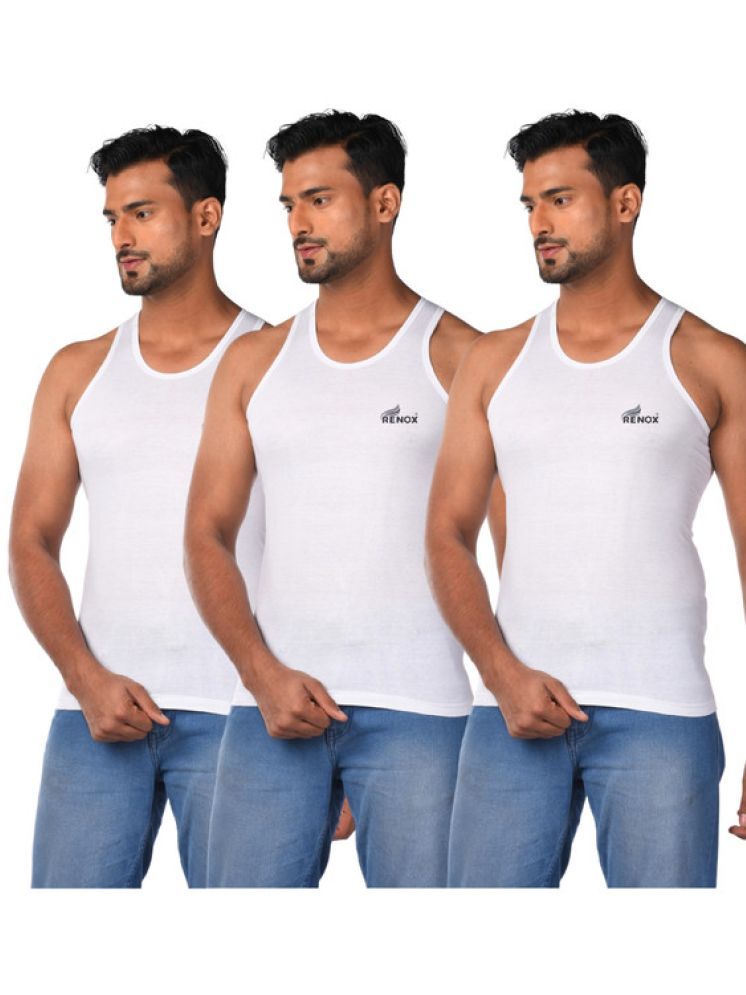     			Renox Pack of 3 Cotton Basic Vest For Men ( White )