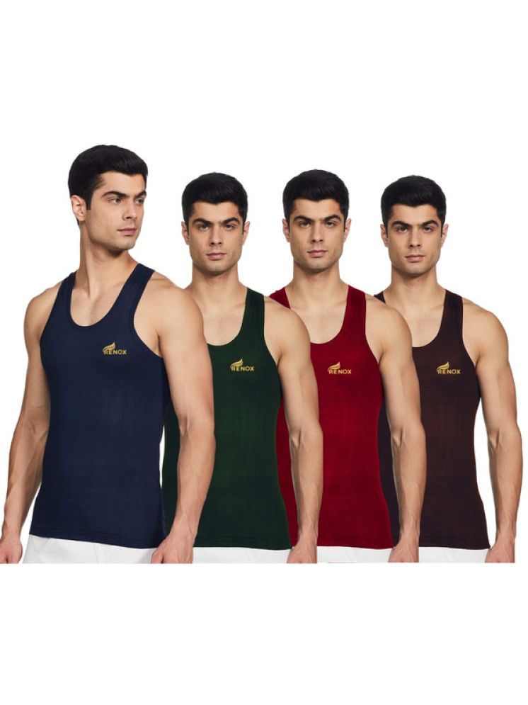     			Renox Pack of 4 Cotton Basic Vest For Men ( Multicolor )