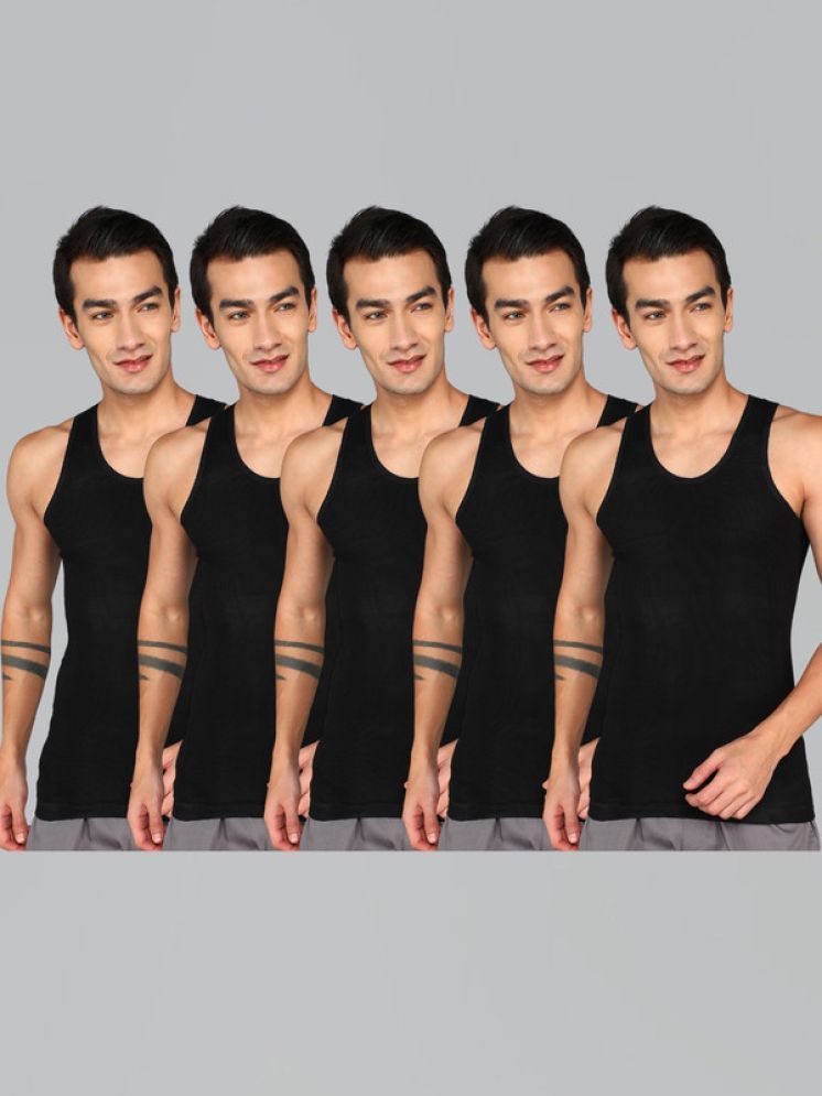     			Renox Pack of 5 Cotton Tank For Men ( Black )