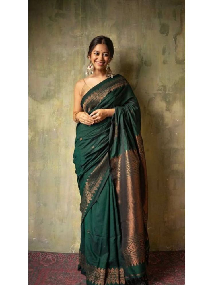     			Sanwariya Silks Pack of 1 Silk Blend Woven Saree With Blouse Piece ( Green )