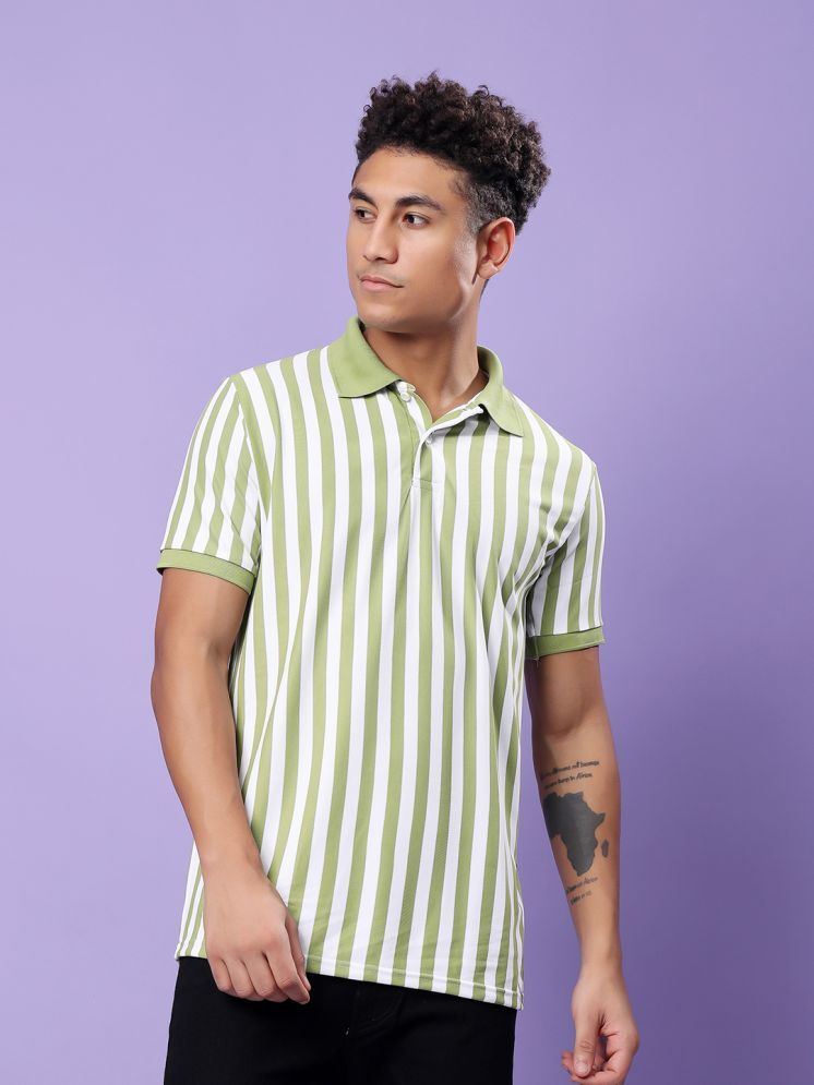     			TQH Pack of 1 Polyester Regular Fit Striped Half Sleeves Men's Polo T Shirt ( Green )