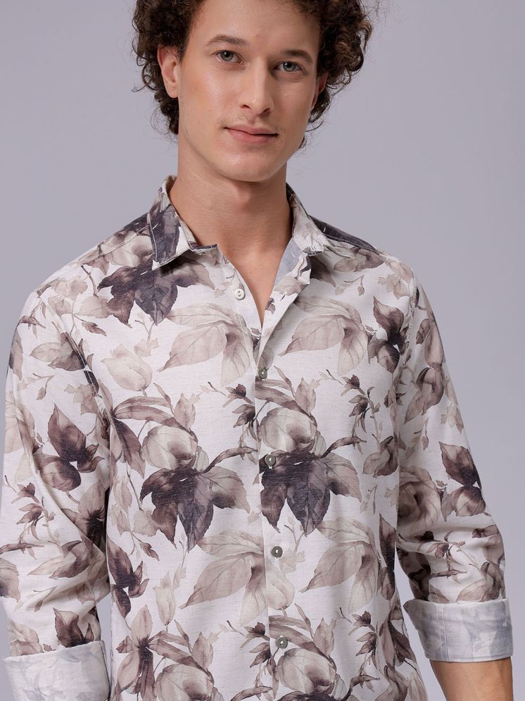     			The Indian Garage Co. Elastane Regular Fit Printed Full Sleeves Men's Casual Shirt - Beige ( Pack of 1 )