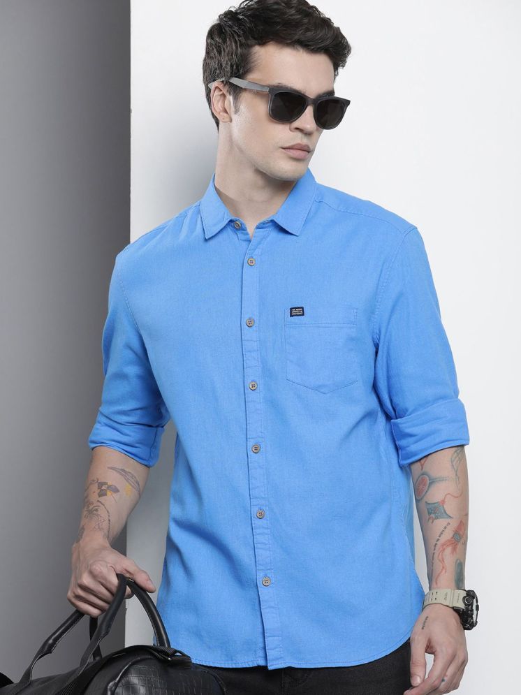     			The Indian Garage Co. Linen Slim Fit Solids Full Sleeves Men's Casual Shirt - Blue ( Pack of 1 )