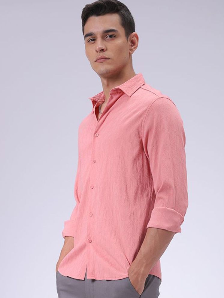     			The Indian Garage Co. Poly Cotton Slim Fit Solids Full Sleeves Men's Casual Shirt - Pink ( Pack of 1 )