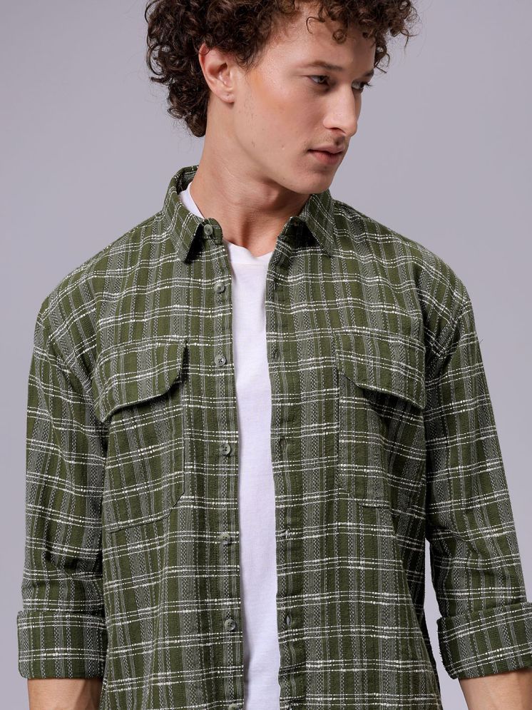     			The Indian Garage Co. Poly Cotton Relaxed Fit Checks Full Sleeves Men's Casual Shirt - Green ( Pack of 1 )