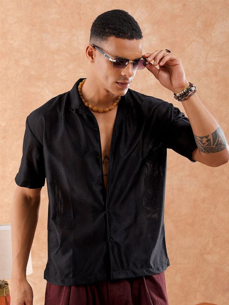     			The Indian Garage Co. Polyester Relaxed Fit Solids Half Sleeves Men's Casual Shirt - Black ( Pack of 1 )