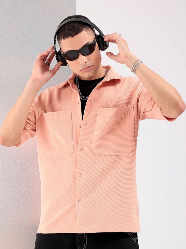     			The Indian Garage Co. Polyester Boxy Solids Half Sleeves Men's Casual Shirt - Pink ( Pack of 1 )