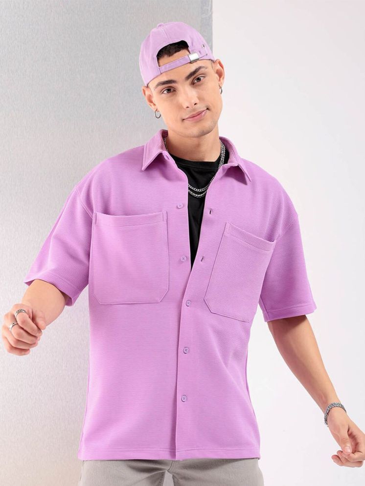     			The Indian Garage Co. Polyester Boxy Solids Half Sleeves Men's Casual Shirt - Purple ( Pack of 1 )