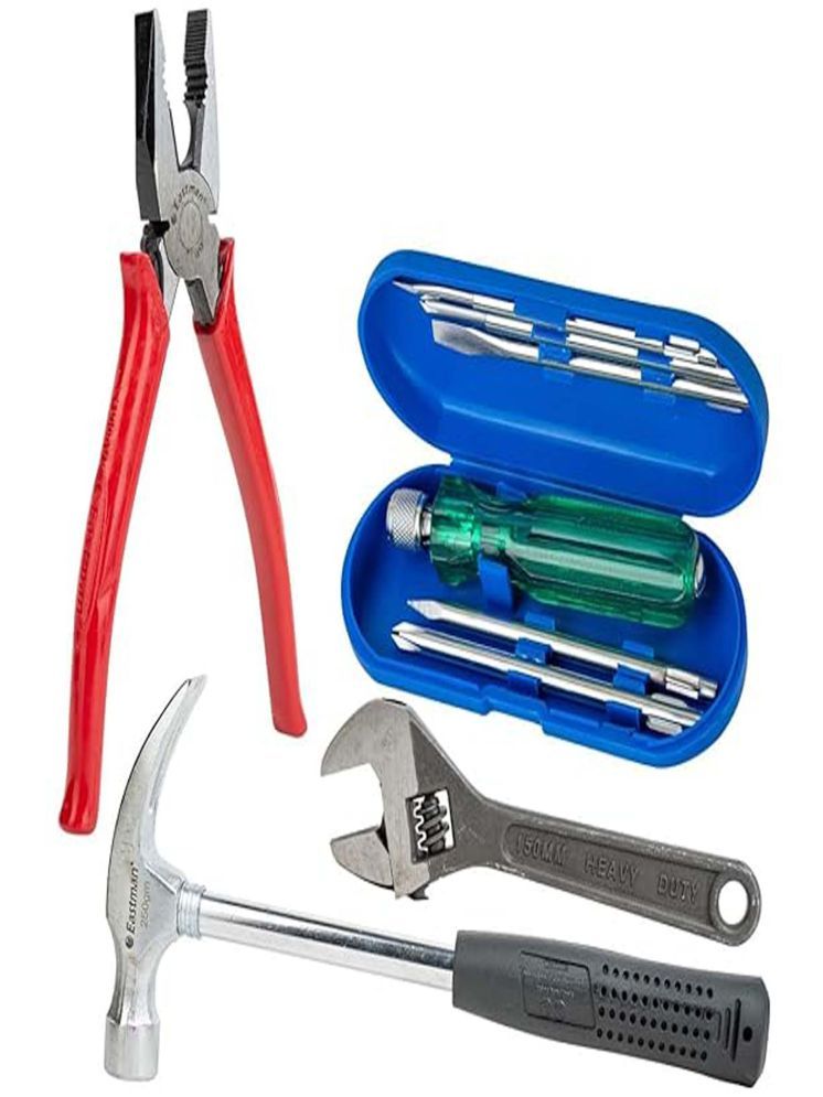     			8Pc Screwdriver set, Steel hammer 1/2 Inch, Cutting Plier,SALAI-WRENCH