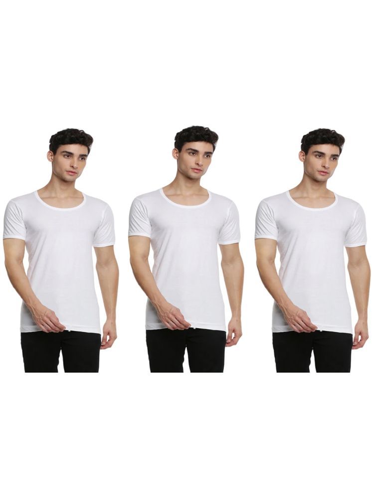     			D1 DIFFERENT ONE Pack of 3 Cotton Basic Vest For Men ( White )