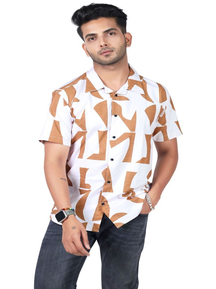     			HARPITA Elastane Regular Fit Printed Half Sleeves Men's Casual Shirt - Fluorescent Orange ( Pack of 1 )