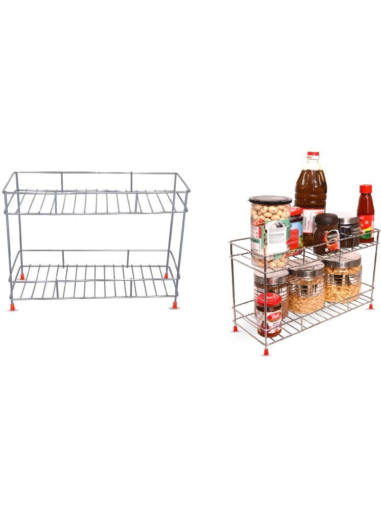     			Home Lane Silver Stainless Steel Storage Racks ( Pack of 2 )