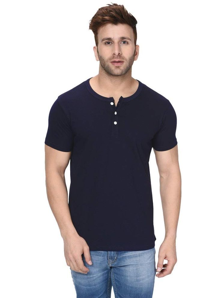     			LONDON HILLS Cotton Blend Regular Fit Solid Half Sleeves Men's Henley T-Shirt - Navy ( Pack of 1 )