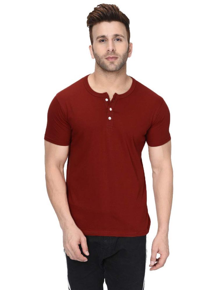     			LONDON HILLS Cotton Blend Regular Fit Solid Half Sleeves Men's Henley T-Shirt - Rust ( Pack of 1 )