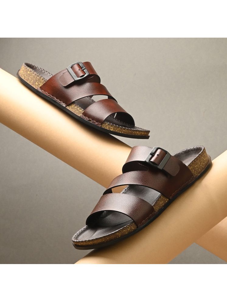     			Leeport Brown Men's Slide Flip Flop