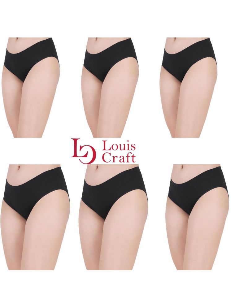     			Louis Craft Pack of 6 Cotton Lycra Hipster For Women ( Black )