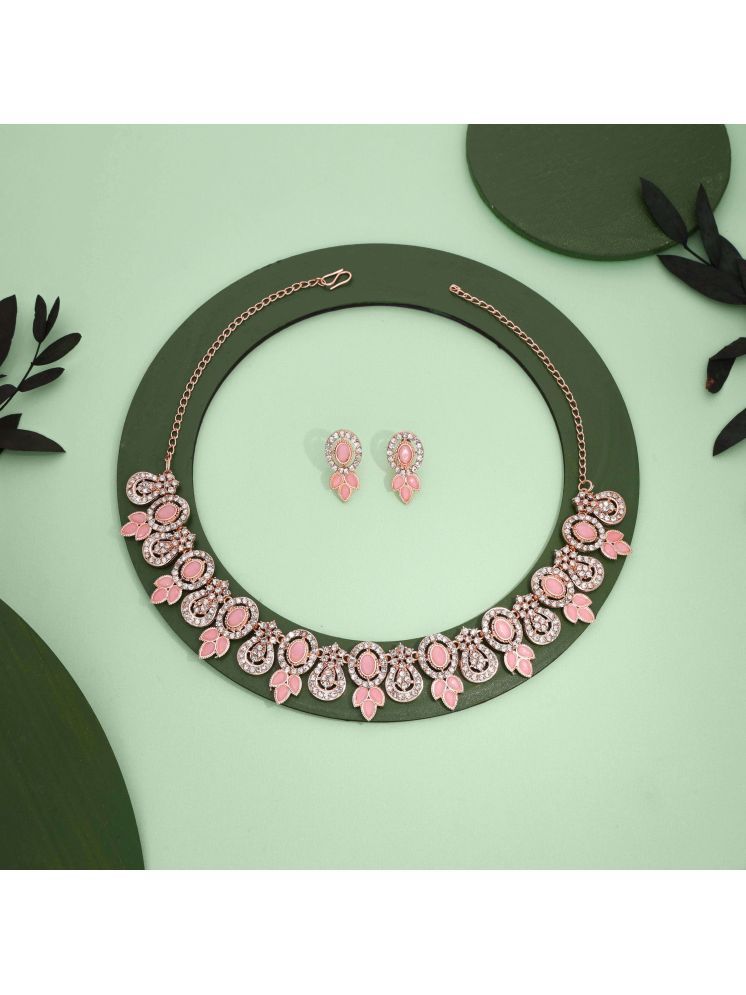     			Lyriss Pink Brass Necklace Set ( Pack of 1 )