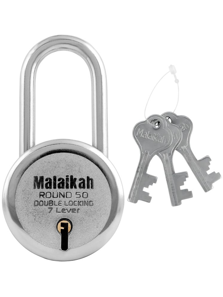     			Malaikah Round 50mm Long Shackle Double Locking 7 Lever Comes With 3 Keys Pack Of 1