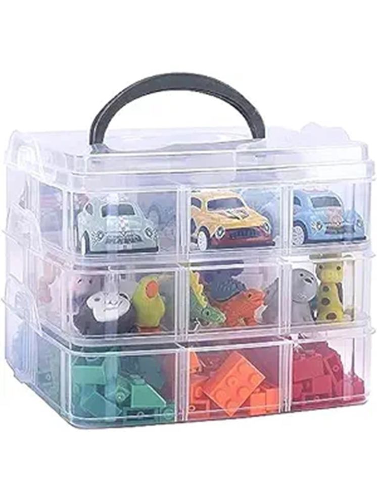     			Plastic 3 Layer 18 Grid Make Up/Cosmetic/Jewellery Storage Box Set Of 1 PIC