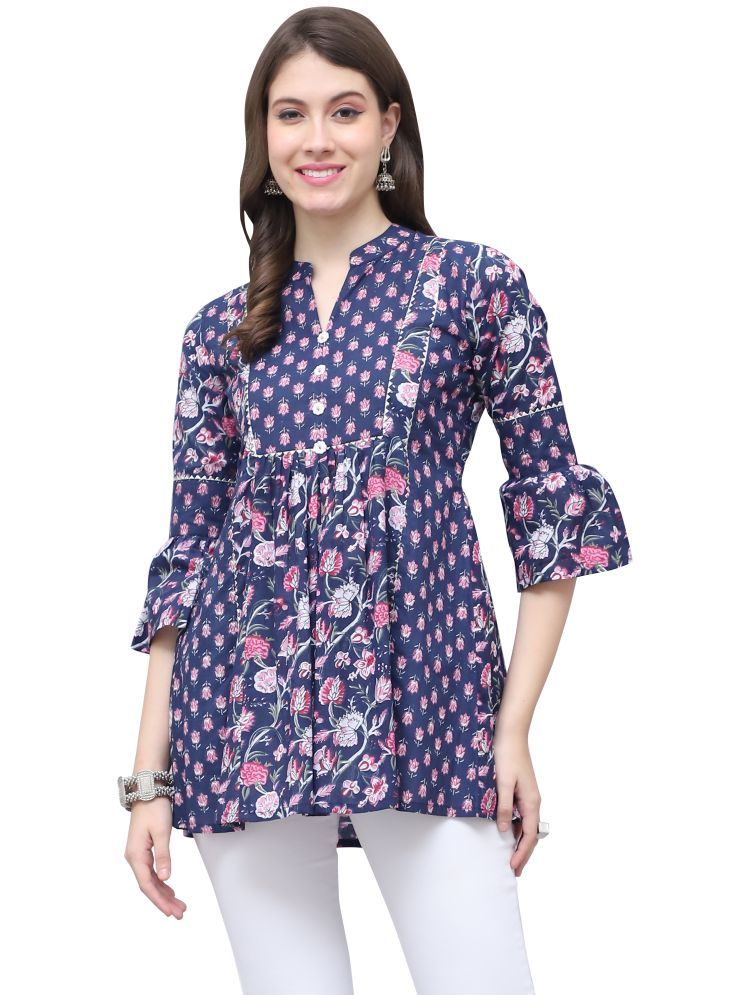     			Rajnandini Navy Blue Cotton Women's Tunic ( Pack of 1 )