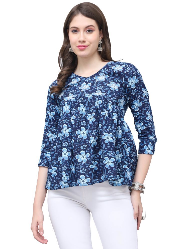     			Rajnandini Navy Blue Cotton Women's Regular Top ( Pack of 1 )