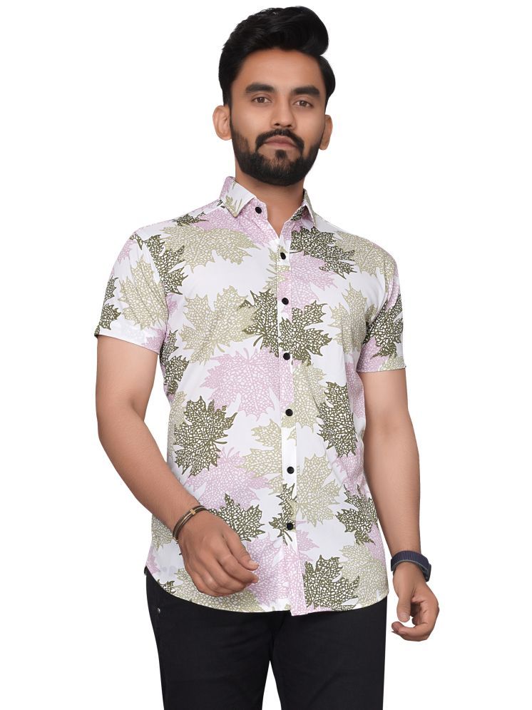     			SUR-T Cotton Blend Regular Fit Printed Half Sleeves Men's Casual Shirt - White ( Pack of 1 )