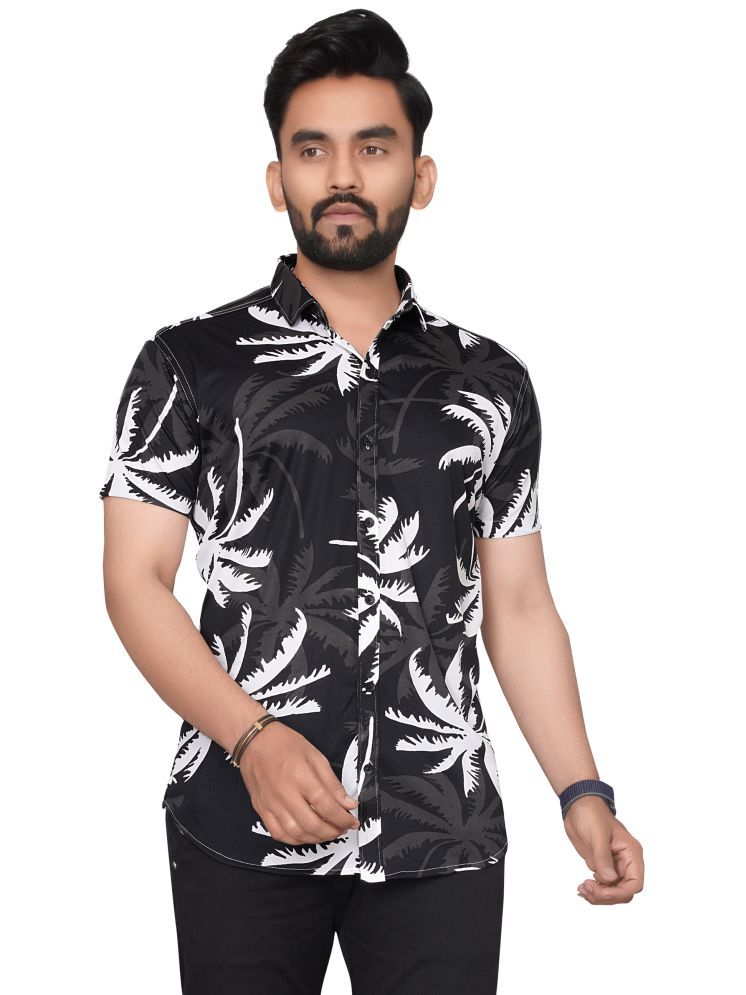     			SUR-T Elastane Regular Fit Printed Half Sleeves Men's Casual Shirt - Black ( Pack of 1 )