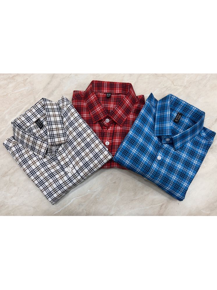     			TOROLY Cotton Blend Slim Fit Checks Full Sleeves Men's Casual Shirt - Multicolor ( Pack of 3 )