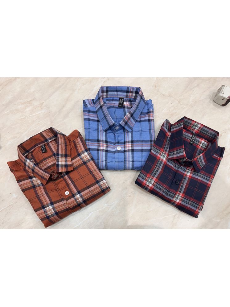     			TOROLY Cotton Blend Slim Fit Checks Full Sleeves Men's Casual Shirt - Multicolor ( Pack of 3 )