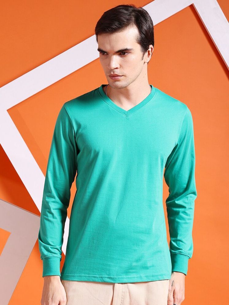     			The Indian Garage Co. Cotton Blend Regular Fit Solid Half Sleeves Men's V-Neck T-Shirt - Green ( Pack of 1 )