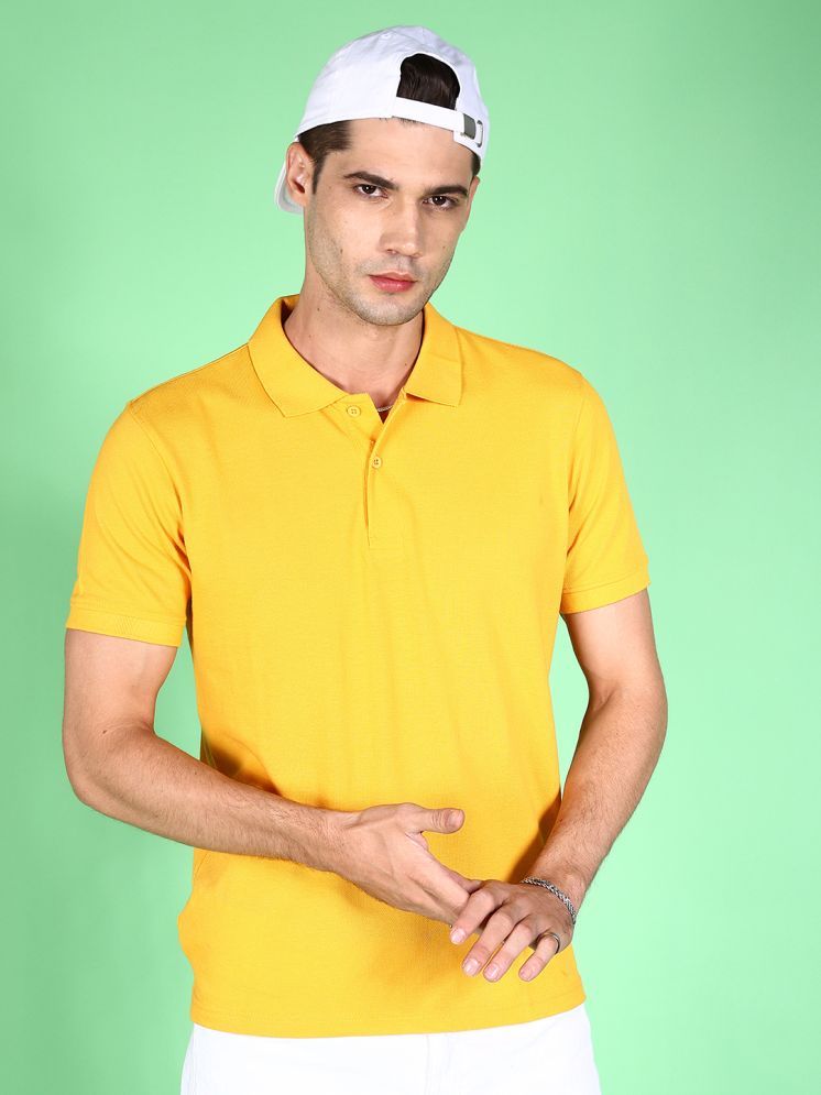     			The Indian Garage Co. Cotton Blend Regular Fit Printed Half Sleeves Men's Round T-Shirt - Yellow ( Pack of 1 )