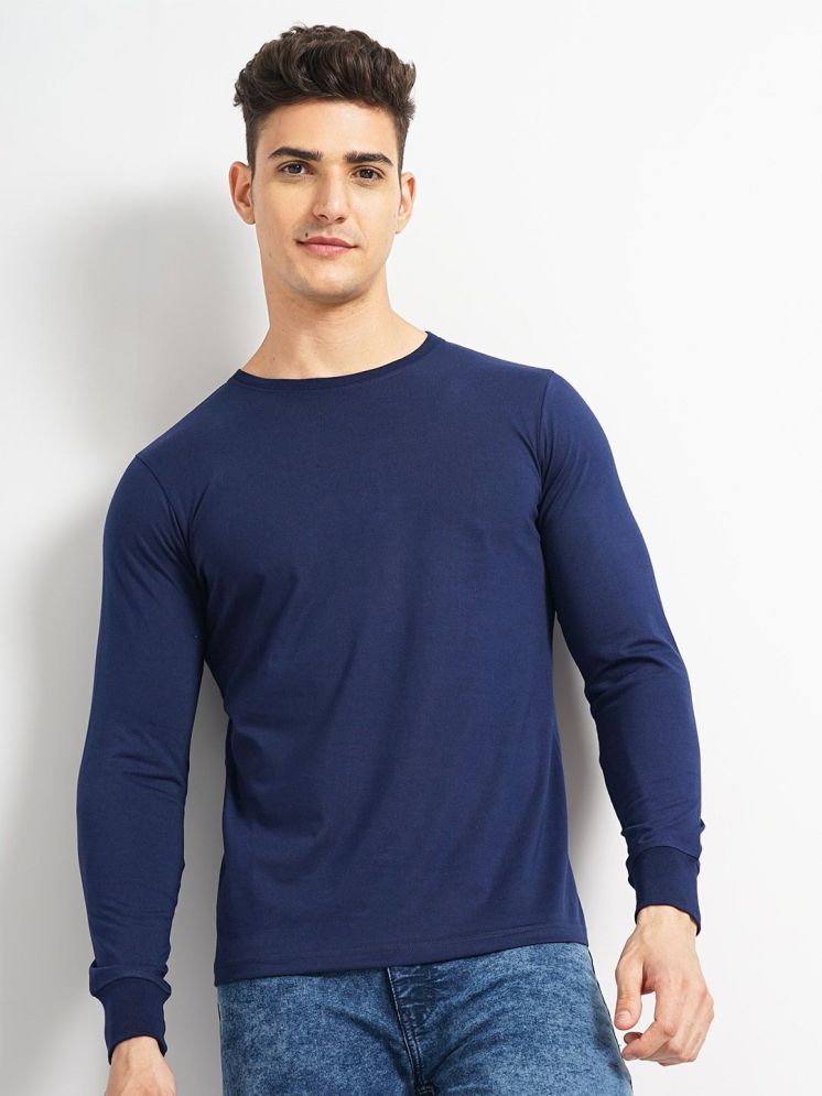     			The Indian Garage Co. Cotton Blend Regular Fit Solid Full Sleeves Men's Round T-Shirt - Aqua Blue ( Pack of 1 )