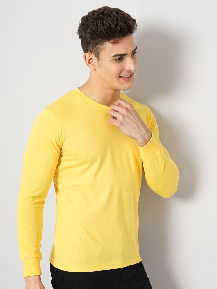     			The Indian Garage Co. Cotton Blend Regular Fit Solid Half Sleeves Men's V-Neck T-Shirt - Yellow ( Pack of 1 )