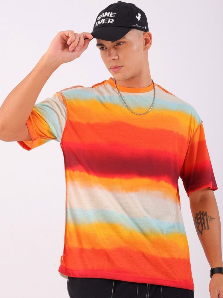     			The Indian Garage Co. Polyester Oversized Fit Solid Half Sleeves Men's Round T-Shirt - Multicolor1 ( Pack of 1 )