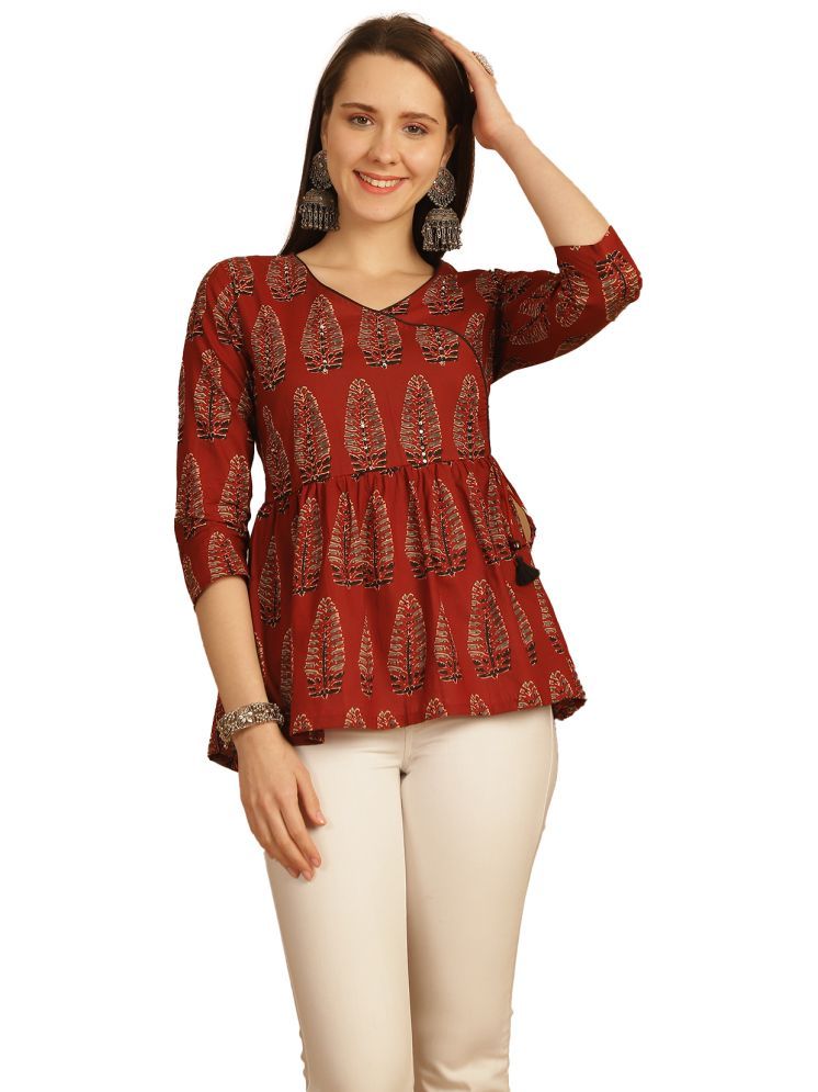     			wonder weave Brown Cotton Women's Regular Top ( Pack of 1 )