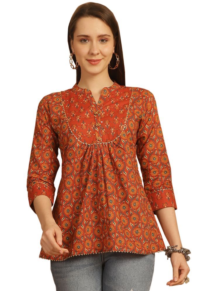     			wonder weave Orange Cotton Women's Regular Top ( Pack of 1 )