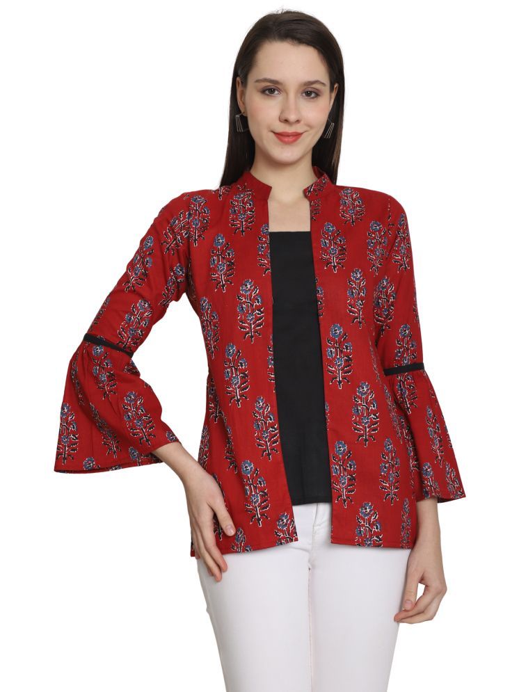     			wonder weave Pack of 1 Cotton Printed A-line Women's Kurti - ( Maroon )