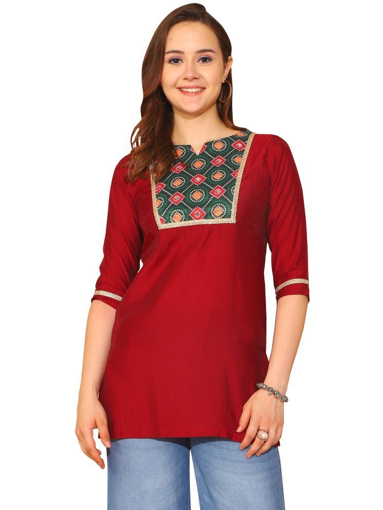     			wonder weave Red Silk Women's Tunic ( Pack of 1 )