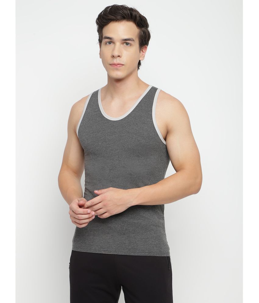     			La Intimo Pack of 1 Cotton Basic Vest For Men ( Charcoal )