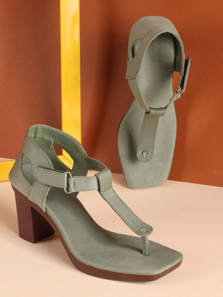     			Aroom Green Women's Sandal Heels