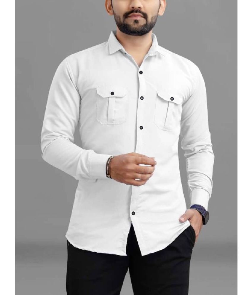     			CRESALE Cotton Blend Regular Fit Solids Full Sleeves Men's Casual Shirt - White ( Pack of 1 )