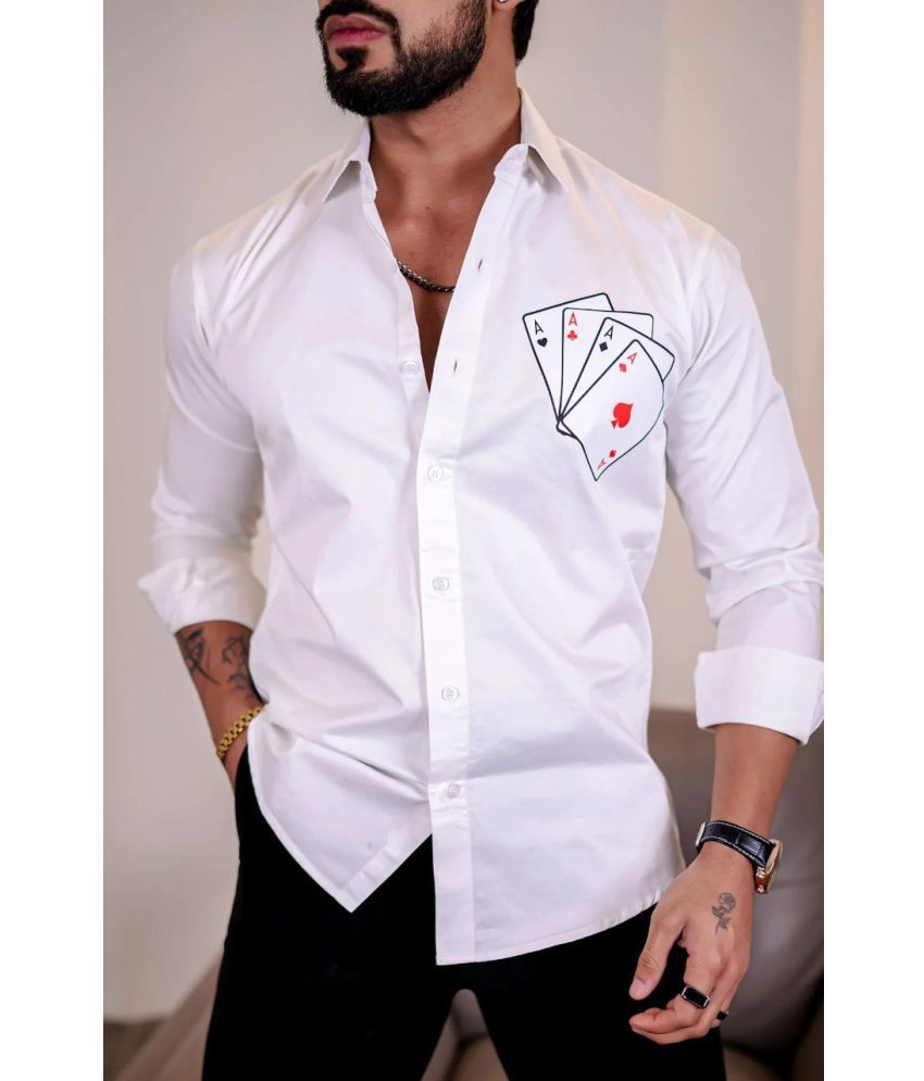     			CRESALE Cotton Blend Regular Fit Printed Full Sleeves Men's Casual Shirt - White ( Pack of 1 )