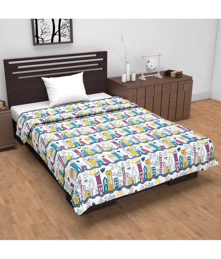     			DIVINE CASA Cotton Abstract Printed Single Bed Blanket ( 210 cm x 140 cm ) - White ( Pack of 1 )