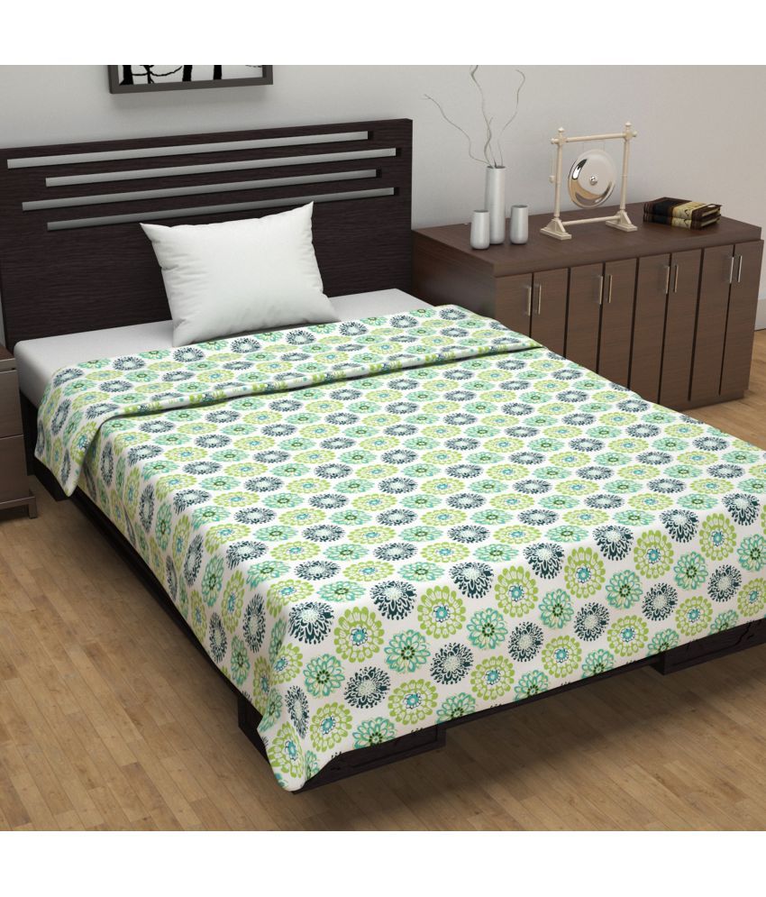     			DIVINE CASA Cotton Floral Printed Single Bed Blanket ( 210 cm x 140 cm ) - Blue ( Pack of 1 )